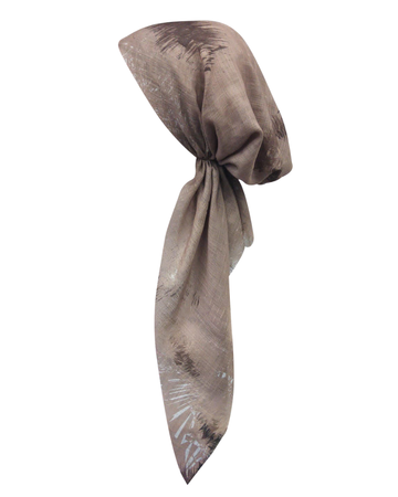 Revaz Tan/Brown Abstract Lines Adjustable Pre-Tied Bandanna with Velvet Grip